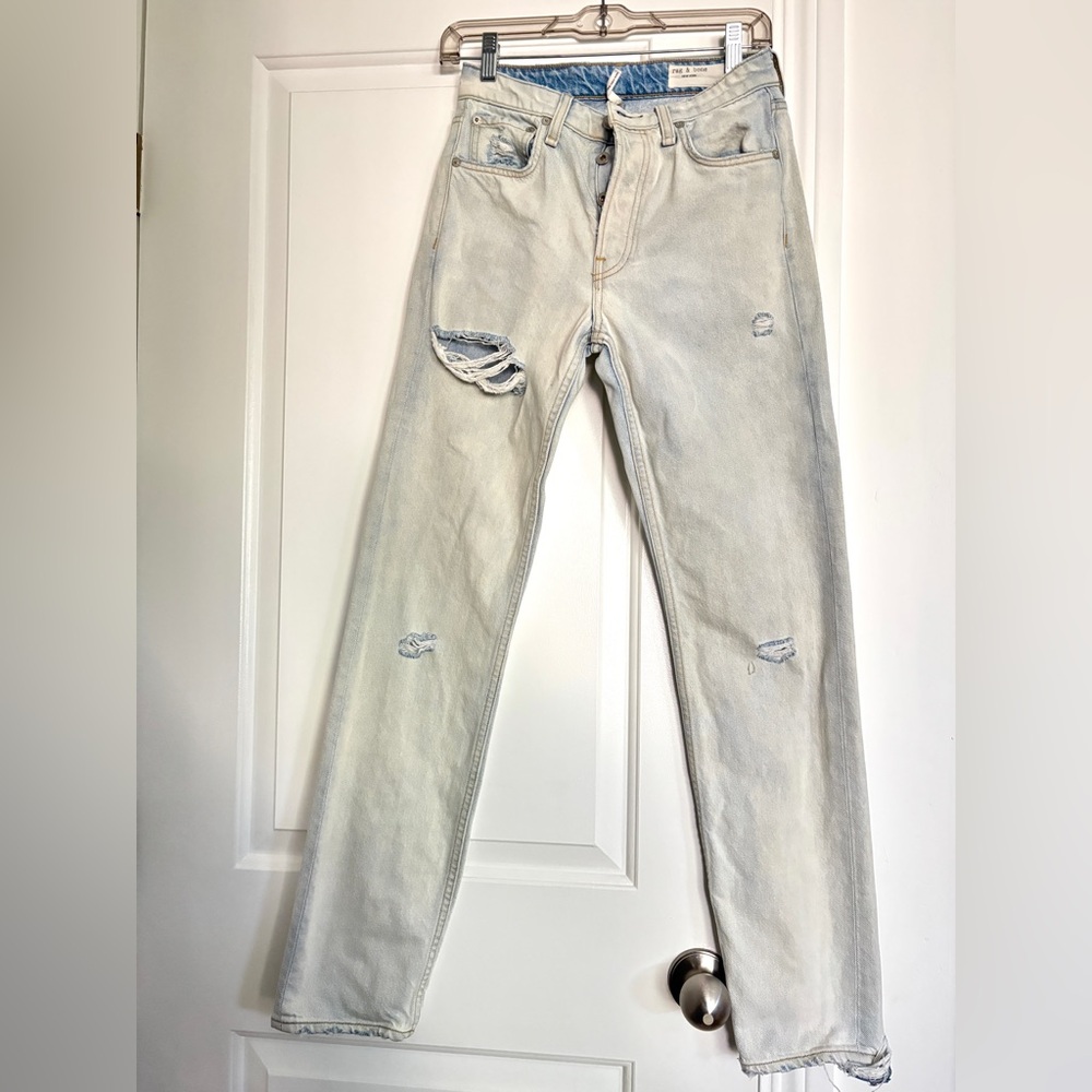 Rag & Bone Maya Ripped High Waist Slim Fit Straight Leg Jeans Size 25